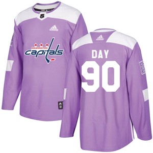 Men's Washington Capitals Logan Day Adidas Authentic Fights Cancer Practice Jersey - Purple