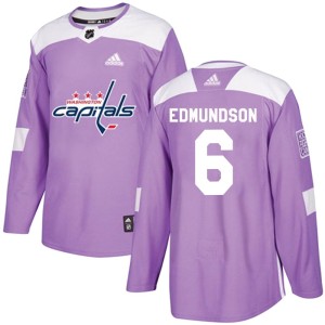Men's Washington Capitals Joel Edmundson Adidas Authentic Fights Cancer Practice Jersey - Purple