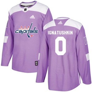 Men's Washington Capitals Igor Ignatushkin Adidas Authentic Fights Cancer Practice Jersey - Purple