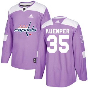 Men's Washington Capitals Darcy Kuemper Adidas Authentic Fights Cancer Practice Jersey - Purple