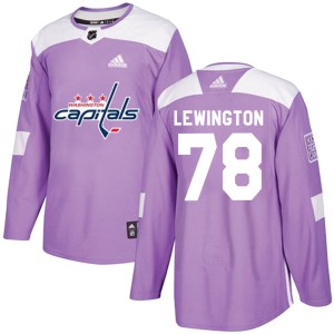 Men's Washington Capitals Tyler Lewington Adidas Authentic ized Fights Cancer Practice Jersey - Purple