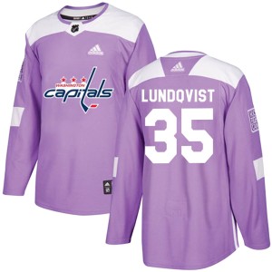 Men's Washington Capitals Henrik Lundqvist Adidas Authentic Fights Cancer Practice Jersey - Purple