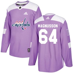 Men's Washington Capitals Oskar Magnusson Adidas Authentic Fights Cancer Practice Jersey - Purple