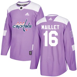 Men's Washington Capitals Philippe Maillet Adidas Authentic ized Fights Cancer Practice Jersey - Purple