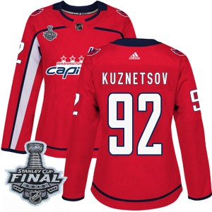 Women's Washington Capitals Evgeny Kuznetsov Adidas Authentic Home 2018 Stanley Cup Final Patch Jersey - Red