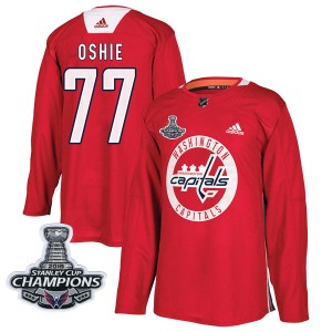 Men's Washington Capitals T.J. Oshie Adidas Authentic Practice 2018 Stanley Cup Champions Patch Jersey - Red