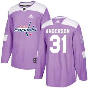Youth Washington Capitals Craig Anderson Adidas Authentic Fights Cancer Practice Jersey - Purple
