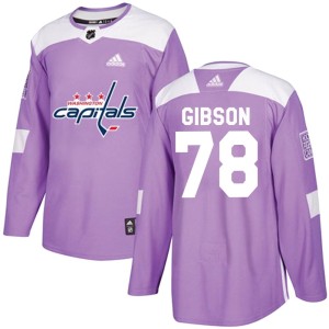 Youth Washington Capitals Mitchell Gibson Adidas Authentic Fights Cancer Practice Jersey - Purple