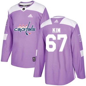 Youth Washington Capitals Michael Kim Adidas Authentic Fights Cancer Practice Jersey - Purple