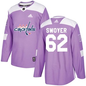 Youth Washington Capitals Colin Swoyer Adidas Authentic Fights Cancer Practice Jersey - Purple