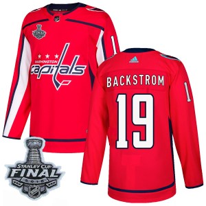 Men's Washington Capitals Nicklas Backstrom Adidas Authentic Home 2018 Stanley Cup Final Patch Jersey - Red