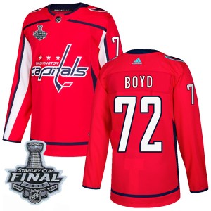 Men's Washington Capitals Travis Boyd Adidas Authentic Home 2018 Stanley Cup Final Patch Jersey - Red