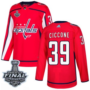 Men's Washington Capitals Enrico Ciccone Adidas Authentic Home 2018 Stanley Cup Final Patch Jersey - Red