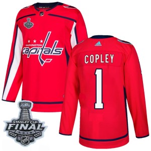 Men's Washington Capitals Pheonix Copley Adidas Authentic Home 2018 Stanley Cup Final Patch Jersey - Red