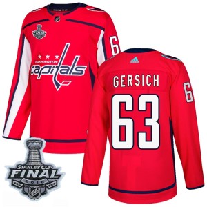 Men's Washington Capitals Shane Gersich Adidas Authentic Home 2018 Stanley Cup Final Patch Jersey - Red