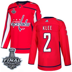 Men's Washington Capitals Ken Klee Adidas Authentic Home 2018 Stanley Cup Final Patch Jersey - Red