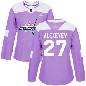 Women's Washington Capitals Alexander Alexeyev Adidas Authentic Fights Cancer Practice Jersey - Purple