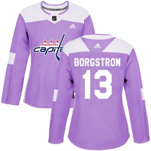 Women's Washington Capitals Henrik Borgstrom Adidas Authentic Fights Cancer Practice Jersey - Purple