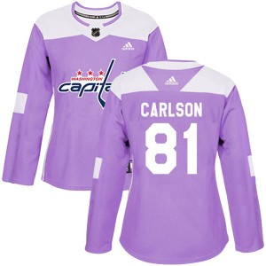 Women's Washington Capitals Adam Carlson Adidas Authentic Fights Cancer Practice Jersey - Purple