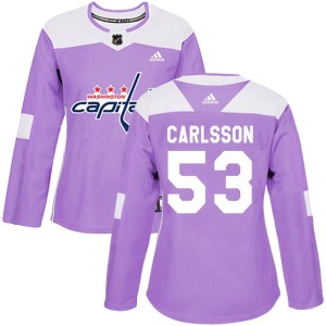 Women's Washington Capitals Gabriel Carlsson Adidas Authentic Fights Cancer Practice Jersey - Purple