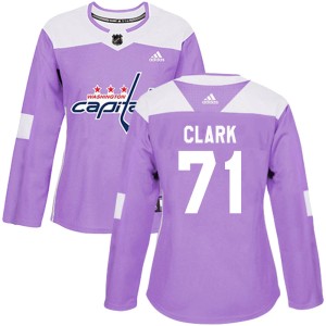 Women's Washington Capitals Kody Clark Adidas Authentic Fights Cancer Practice Jersey - Purple