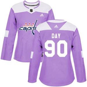 Women's Washington Capitals Logan Day Adidas Authentic Fights Cancer Practice Jersey - Purple