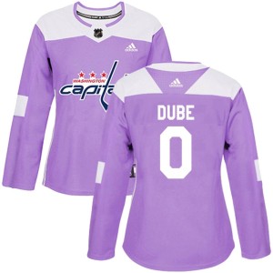 Women's Washington Capitals Pierrick Dube Adidas Authentic Fights Cancer Practice Jersey - Purple