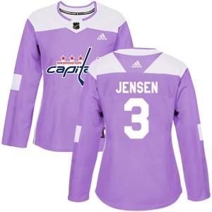Women's Washington Capitals Nick Jensen Adidas Authentic Fights Cancer Practice Jersey - Purple