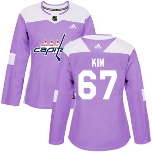 Women's Washington Capitals Michael Kim Adidas Authentic Fights Cancer Practice Jersey - Purple