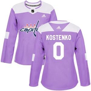 Women's Washington Capitals Sergey Kostenko Adidas Authentic Fights Cancer Practice Jersey - Purple