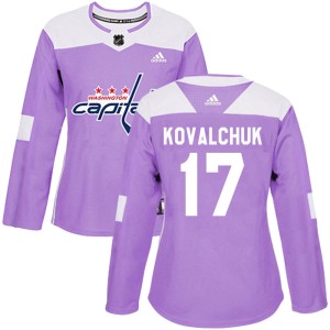 Women's Washington Capitals Ilya Kovalchuk Adidas Authentic ized Fights Cancer Practice Jersey - Purple