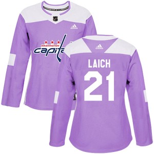 Women's Washington Capitals Brooks Laich Adidas Authentic Fights Cancer Practice Jersey - Purple