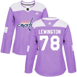 Women's Washington Capitals Tyler Lewington Adidas Authentic ized Fights Cancer Practice Jersey - Purple