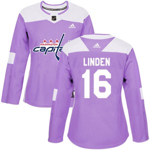 Women's Washington Capitals Trevor Linden Adidas Authentic Fights Cancer Practice Jersey - Purple