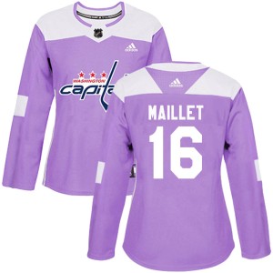 Women's Washington Capitals Philippe Maillet Adidas Authentic ized Fights Cancer Practice Jersey - Purple