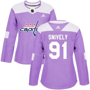 Women's Washington Capitals Joe Snively Adidas Authentic Fights Cancer Practice Jersey - Purple