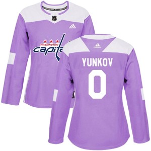 Women's Washington Capitals Michail Yunkov Adidas Authentic Fights Cancer Practice Jersey - Purple