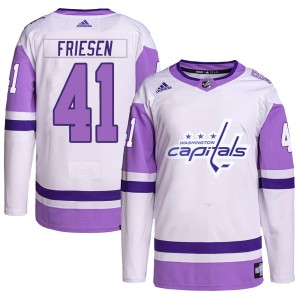 Men's Washington Capitals Jeff Friesen Adidas Authentic Hockey Fights Cancer Primegreen Jersey - White/Purple