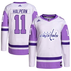Men's Washington Capitals Jeff Halpern Adidas Authentic Hockey Fights Cancer Primegreen Jersey - White/Purple