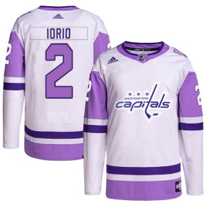 Men's Washington Capitals Vincent Iorio Adidas Authentic Hockey Fights Cancer Primegreen Jersey - White/Purple