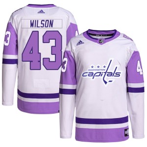 Men's Washington Capitals Tom Wilson Adidas Authentic Hockey Fights Cancer Primegreen Jersey - White/Purple