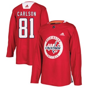 Men's Washington Capitals Adam Carlson Adidas Authentic Practice Jersey - Red