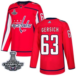Youth Washington Capitals Shane Gersich Adidas Authentic Home 2018 Stanley Cup Champions Patch Jersey - Red