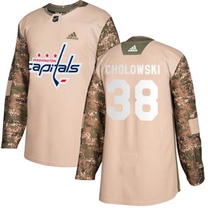 Men's Washington Capitals Dennis Cholowski Adidas Authentic Veterans Day Practice Jersey - Camo