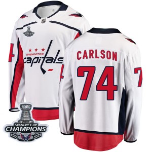 Youth Washington Capitals John Carlson Fanatics Branded Breakaway Away 2018 Stanley Cup Champions Patch Jersey - White