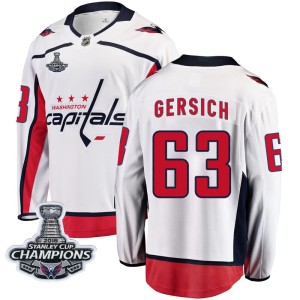 Youth Washington Capitals Shane Gersich Fanatics Branded Breakaway Away 2018 Stanley Cup Champions Patch Jersey - White