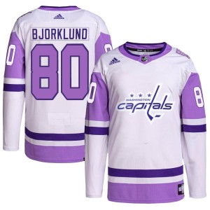 Youth Washington Capitals Garin Bjorklund Adidas Authentic Hockey Fights Cancer Primegreen Jersey - White/Purple
