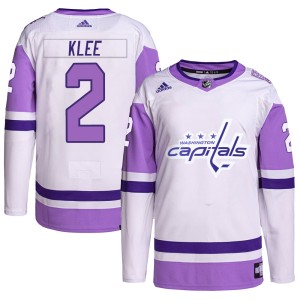 Youth Washington Capitals Ken Klee Adidas Authentic Hockey Fights Cancer Primegreen Jersey - White/Purple