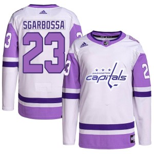 Youth Washington Capitals Michael Sgarbossa Adidas Authentic Hockey Fights Cancer Primegreen Jersey - White/Purple
