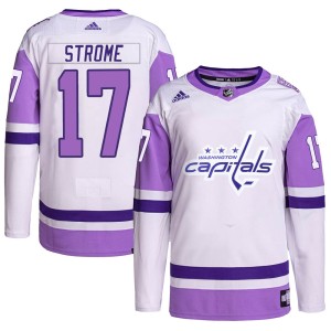 Youth Washington Capitals Dylan Strome Adidas Authentic Hockey Fights Cancer Primegreen Jersey - White/Purple